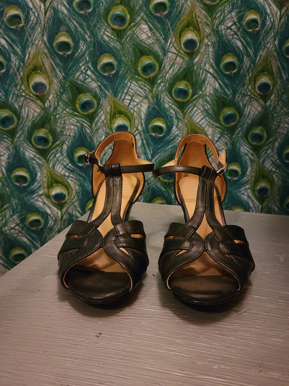 chelsea crew Black Strappy Mid-Heel Sandals
